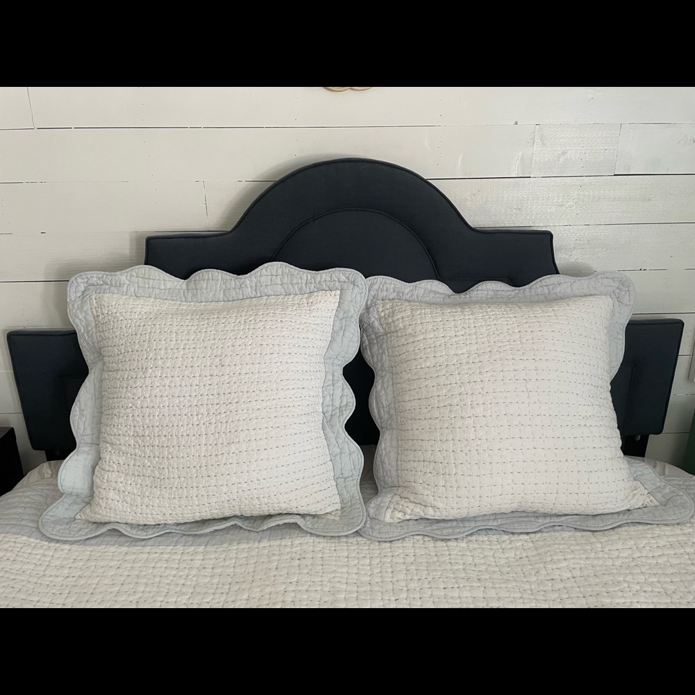 Set of 2 Serena & Lily Baywood Euro Shams in Sky (light blue + white)